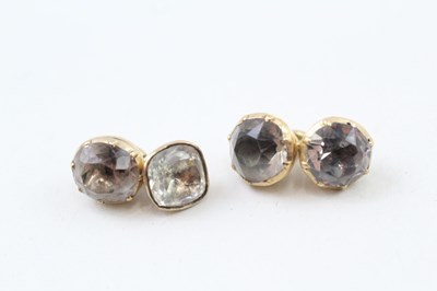 Lot 215 - A PAIR OF 18CT ANTIQUE GOLD BLACK DOT PASTE...