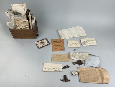 Lot 483 - WAR RELICS ALONG WITH A SILK HANDKERCHIEF FROM THE GREAT EXHIBITION OF 1851