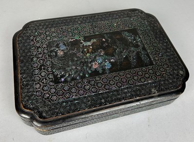 Lot 291 - A CHINESE MOTHER OF PEARL AND LACQUERED BOX,...