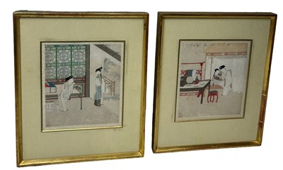 Lot 302 - A PAIR OF CHINESE PAINTINGS DEPICTING COURT...