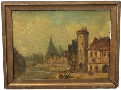 Lot 390 - AN 18TH CENTURY OIL PAINTING ON CANVAS...