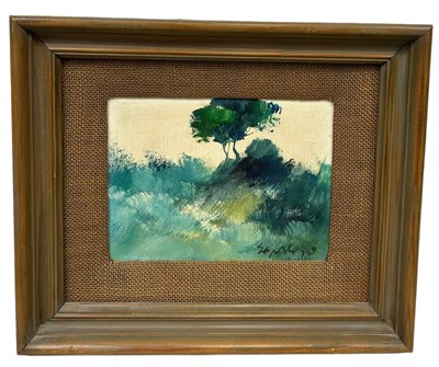 Lot 419 - A SMALL OIL PAINTING ON CANVAS DEPICTING A...