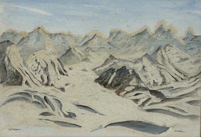 Lot 492 - A WATERCOLOUR PAINTING ON PAPER DEPICTING LA TOUSSUIRE, FRENCH ALPS