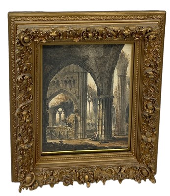 Lot 435 - AN ARCHITECTURAL WATERCOLOUR PAINTING ON PAPER...