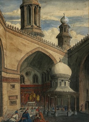 Lot 462 - A 19TH CENTURY MIDDLE EASTERN WATERCOLOUR...