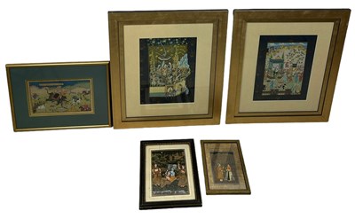 Lot 489 - A GROUP OF FIVE PERSIAN WATERCOLOURS /...