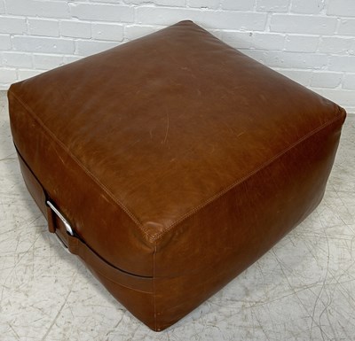 Lot 1047 - A LARGE TAN LEATHER OTTOMAN