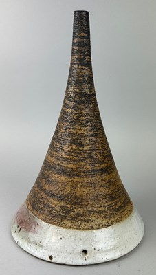 Lot 580 - A MID CENTURY STUDIO CERAMIC CONE SHAPE VASE,...