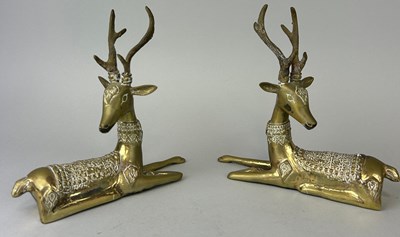 Lot 583 - A PAIR OF INDIAN BRONZE DEER SCULPTURES,...