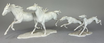 Lot 588 - BISQUE PORCELAIN FIGURES OF HORSES AND DOGS BY...