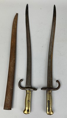 Lot 629 - A PAIR OF 19TH CENTURY FRENCH BAYONETS ALONG...