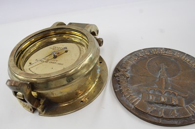 Lot 633 - A US NAVAL BAROMETER AND SHIP PLAQUE USS WMR...