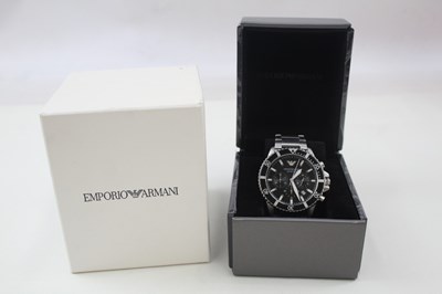 Lot 650 - A GENTLEMAN'S EMPORIO ARMANI CHRONOGRAPH WATCH,...