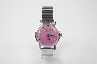 Lot 657 - A GENTLEMAN'S HMT SLIM PINK DIAL WATCH, 

Hand-...