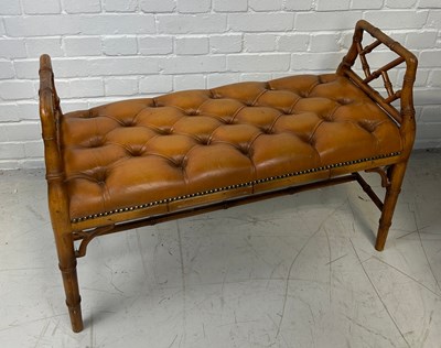 Lot 706 - A FAUX BAMBOO WINDOW SEAT IN THE CHINESE...