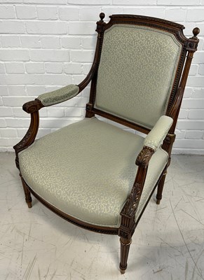 Lot 733 - A 19TH CENTURY FRENCH LOUIS XVI STYLE FAUTEUIL...