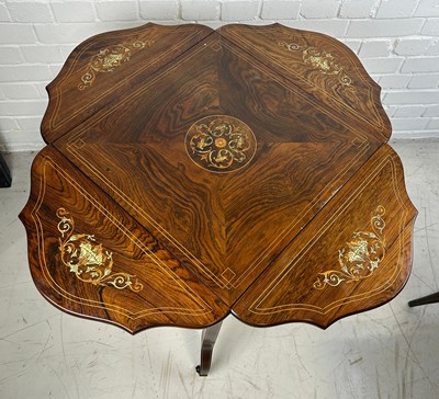 Lot 734 - A VICTORIAN ROSEWOOD MARQUETRY AND IVORY...