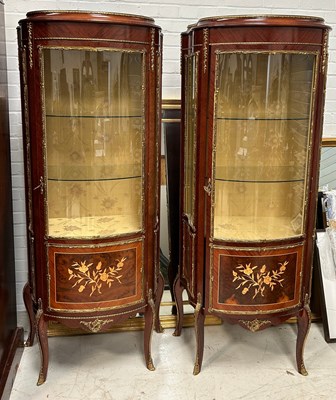 Lot 738 - A PAIR OF REPRODUCTION MARQUETRY INLAID...