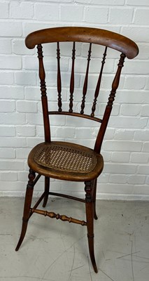 Lot 750 - AN ANTIQUE CHILDS CHAIR WITH CANE SEAT, 

95cm H