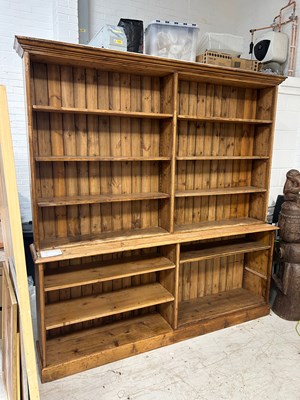 Lot 752 - A LARGE PINE BOOKCASE/DRESSER, 

230cm x 220cm...