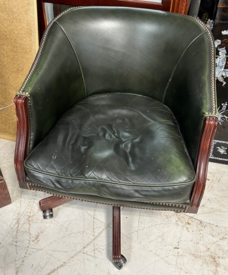 Lot 764 - A GREEN LEATHER CAPTAINS SWIVEL CHAIR, 

80cm...