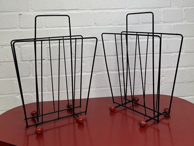 Lot 1125 - A PAIR OF RETRO MID-CENTURY WIRE MAGAZINE RACKS