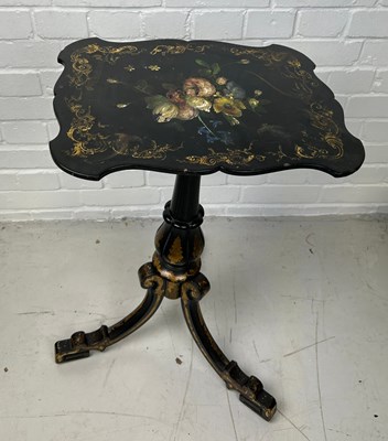 Lot 778 - A VICTORIAN PAPIER-MACHE ON TRIPOD SUPPORTS,...