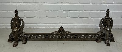 Lot 779 - AN ANTIQUE METAL FIRE FENDER DECORATED WITH...