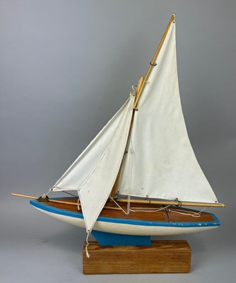 Lot 782 - A PAINTED WOODEN MODEL OF A SAILING BOAT ON...