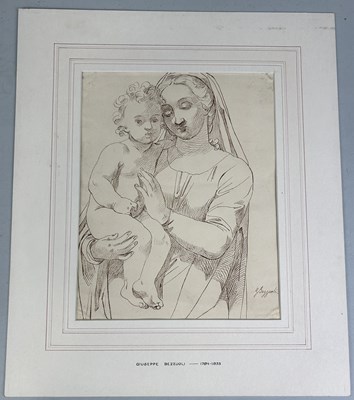 Lot 540 - ATTRIBUTED TO GIUSEPPE BEZZUOLI (ITALIAN 1794-1855): A PEN DRAWING OF THE MADONNA AND CHILD