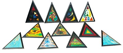 Lot 808A - A SET OF ELEVEN ABSTRACT TRIANGLE PAINTINGS,...