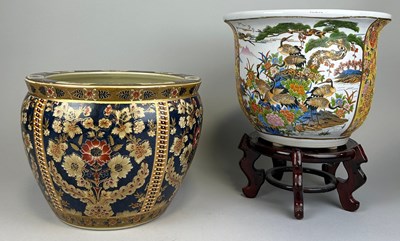 Lot 818 - TWO JAPANESE CERAMIC PLANTERS, 

Largest 30cm...