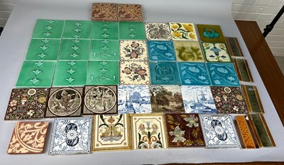 Lot 821 - A LARGE COLLECTION OF GLAZED TILES, MANY OF...