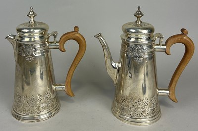 Lot 87 - A SILVER COFFEE POT AND HOT WATER JUG,...