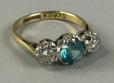 Lot 173 - 18CT GOLD AND PLATINUM BLUE ZIRCON AND DIAMOND...