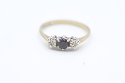 Lot 200 - 9CT GOLD DIAMOND AND SAPPHIRE SET TRILOGY RING...