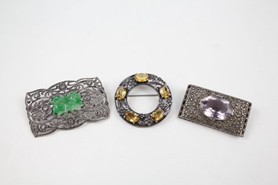 Lot 232 - COLLECTION OF STERLING SILVER ANTIQUE BROOCHES...