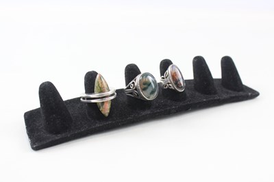 Lot 237 - COLLECTION OF STERLING SILVER GEMSTONE RINGS...