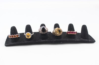 Lot 242 - COLLECTION OF STERLING SILVER GEMSTONE RINGS...