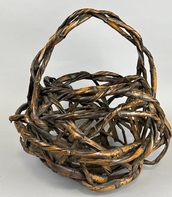 Lot 283 - A JAPANESE BAMBOO BASKET, 

42cm x 42cm