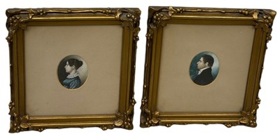 Lot 293 - A PAIR OF MINIATURE PORTRAIT PAINTINGS ON...