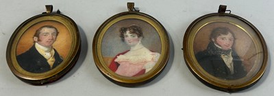 Lot 294 - A GROUP OF THREE PORTRAIT MINIATURE PAINTINGS...