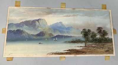 Lot 558 - WILLIAM HENRY EARP (BRITISH 1831-1914): A WATERCOLOUR PAINTING ON PAPER DEPICTING LOCH KATRINE, SCOTLAND