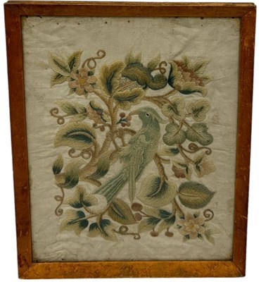 Lot 395 - A STUMP WORK TEXTILE DEPICTING A PARROT WITH...