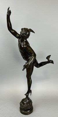 Lot 440 - A 19TH CENTURY BRONZE SCULPTURE OF MERCURY,...