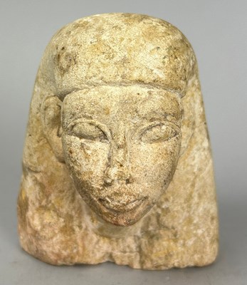 Lot 470 - AN EGYPTIAN STONE HEAD POSSIBLY ANCIENT,...