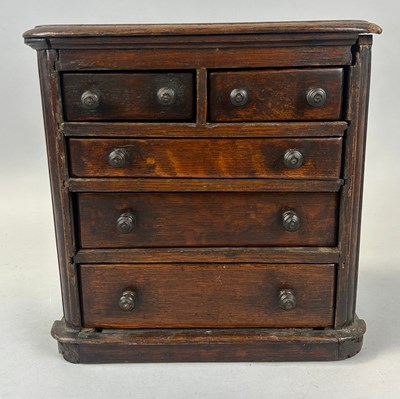 Lot 474 - A 19TH CENTURY MINIATURE CHEST OF DRAWERS...