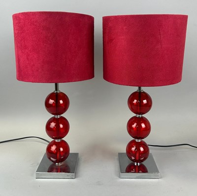 Lot 492 - A PAIR OF LAURA ASHLEY GLASS TABLE LAMPS WITH...