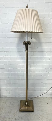 Lot 495 - A BRASS STANDARD LAMP WITH SHADE, 

155cm H...