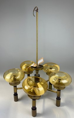 Lot 504A - A MID CENTURY DESIGN CHANDELIER WITH GLASS...